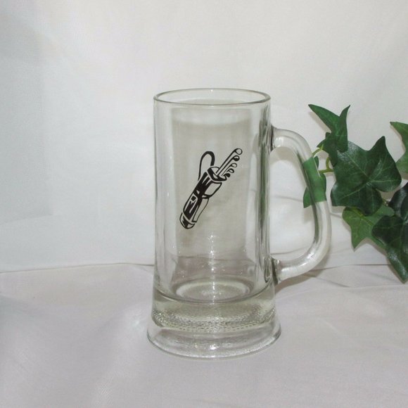 Vintage Glass Beer Mug Golf Bag Golfer Gift Barware Pub Decor - Picture 1 of 4